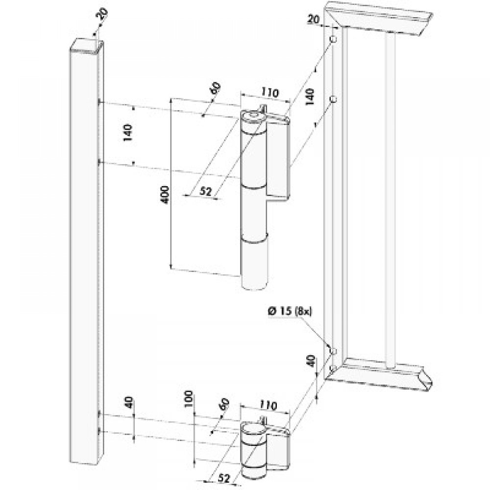 Locinox Mammoth Hydraulic Gate Closer Kit With Dino Hinge