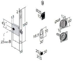 Bonaiti Serrature Easy Kit Square With G500 To Suit WC Sliding Door