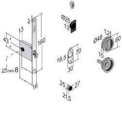 Bonaiti Serrature Easy Kit Round With G500 To Suit WC Sliding Door