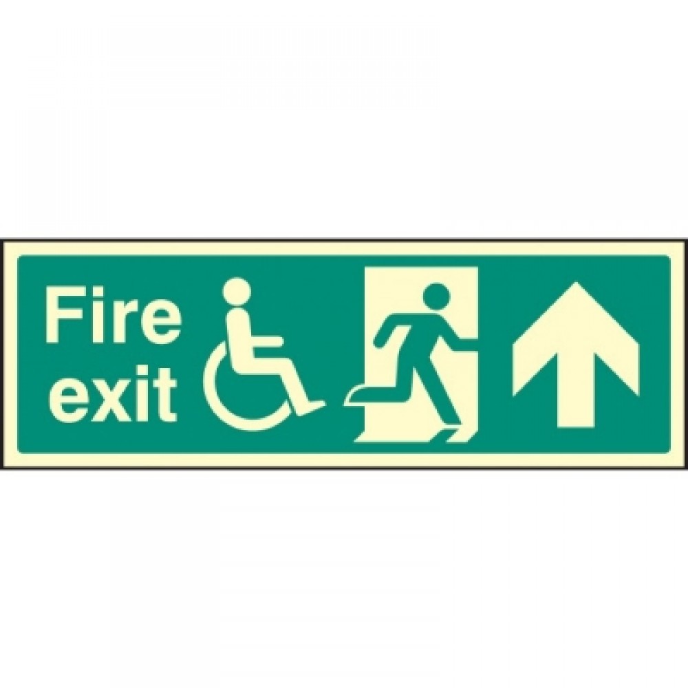 Disabled Fire Exit Sign Arrow Up